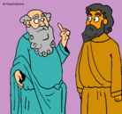 Dibujo Sócrates y Platón pintado por lali