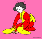 Dibujo Geisha saludando pintado por Soucken