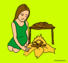 Dibujo Mujer cocinando pintado por amalia