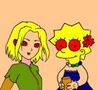 Dibujo Sakura y Lisa pintado por ANALIA
