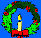 Dibujo Corona de navidad y una vela pintado por livehorses