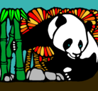 Dibujo Oso panda y bambú pintado por Rebe