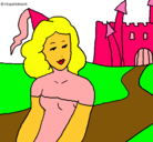 Dibujo Princesa y castillo pintado por aline123