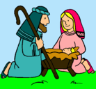 Dibujo Adoran al niño Jesús pintado por lapajara