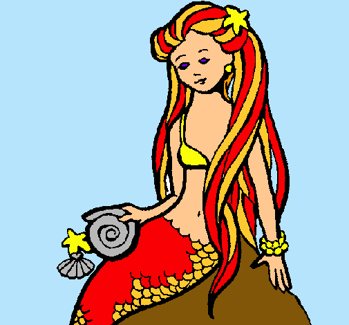 Dibujo Sirena con caracola pintado por Soucken
