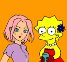 Dibujo Sakura y Lisa pintado por rooooooccccio