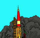 Dibujo Lanzamiento cohete pintado por amigo