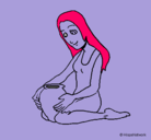 Dibujo Mujer y jarrón pintado por JULIETA