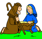 Dibujo Adoran al niño Jesús pintado por Araceli 