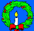 Dibujo Corona de navidad y una vela pintado por jandrick