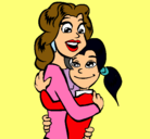 Dibujo Madre e hija abrazadas pintado por karime