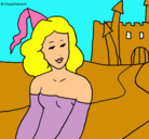 Dibujo Princesa y castillo pintado por ximena