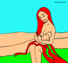 Dibujo Madre con su bebe pintado por marya