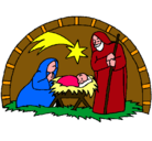 Dibujo Pesebre de navidad pintado por LIIBRI