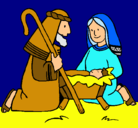 Dibujo Adoran al niño Jesús pintado por alvarito