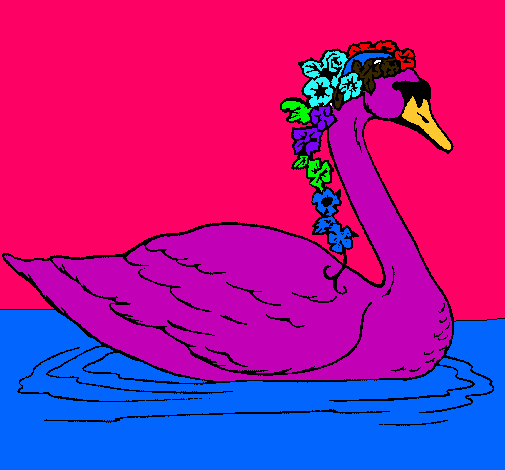 Cisne con flores