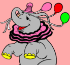 Dibujo Elefante con 3 globos pintado por hola