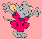 Dibujo Rata con vestido pintado por roja