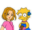 Dibujo Sakura y Lisa pintado por elsy
