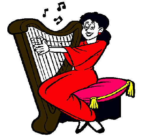 Mujer tocando la arpa