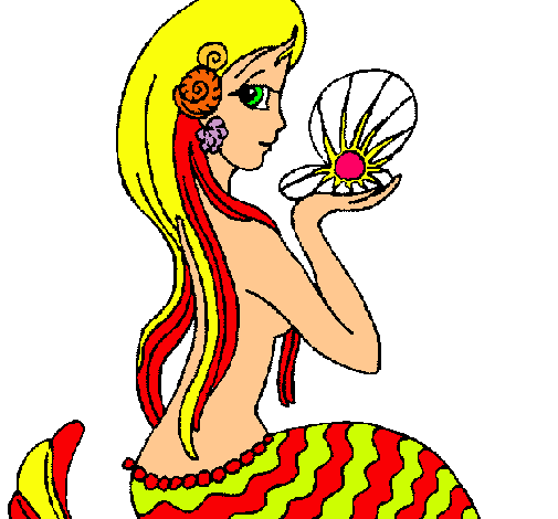 Dibujo Sirena y perla pintado por Soucken