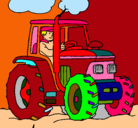 Dibujo Tractor en funcionamiento pintado por ANALIA