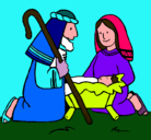 Dibujo Adoran al niño Jesús pintado por GIOVANNA