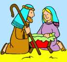 Dibujo Adoran al niño Jesús pintado por llina