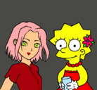Dibujo Sakura y Lisa pintado por franciskittah