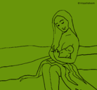 Dibujo Madre con su bebe pintado por raul