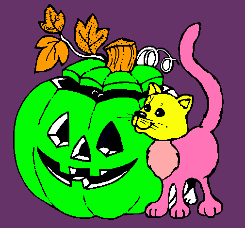 Calabaza y gato