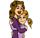 Dibujo Madre e hija abrazadas pintado por Affy