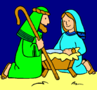 Dibujo Adoran al niño Jesús pintado por hola