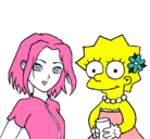Dibujo Sakura y Lisa pintado por chena