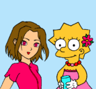 Dibujo Sakura y Lisa pintado por momia