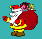 Dibujo Papa Noel con el saco de regalos pintado por sugey