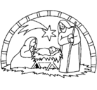 Dibujo Pesebre de navidad pintado por alexclua