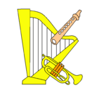 Dibujo Arpa, flauta y trompeta pintado por ruido