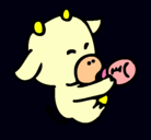 Dibujo bebe vaca pintado por pinkigrama