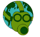 Dibujo Tierra con máscara de gas pintado por BRUNO