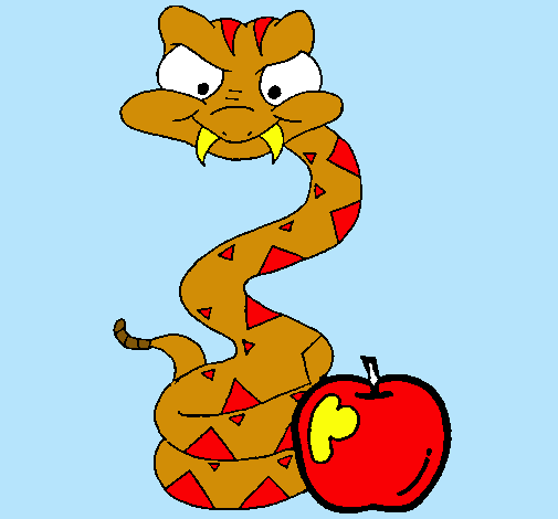 Dibujo Serpiente y manzana pintado por 9andres9