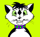 Dibujo Gato con collar pintado por fito