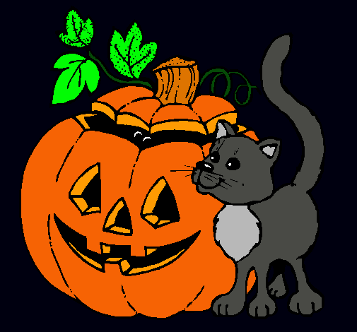 Calabaza y gato