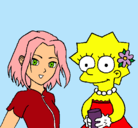 Dibujo Sakura y Lisa pintado por LIN23