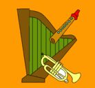 Dibujo Arpa, flauta y trompeta pintado por diego