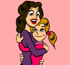 Dibujo Madre e hija abrazadas pintado por LIAN
