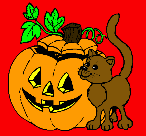 Calabaza y gato