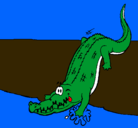 Dibujo Aligátor entrando al agua pintado por cocodrilo