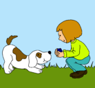 Dibujo Niña y perro jugando pintado por Kari-Jonas