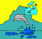 Dibujo Delfín y gaviota pintado por alonso